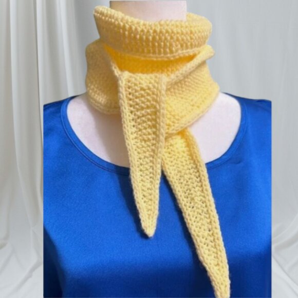 Handmade Yellow Knitted Neck Scarf – Soft Cozy Accessory - Picture 3 of 8